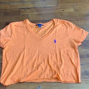 Orange polo cropped shirt